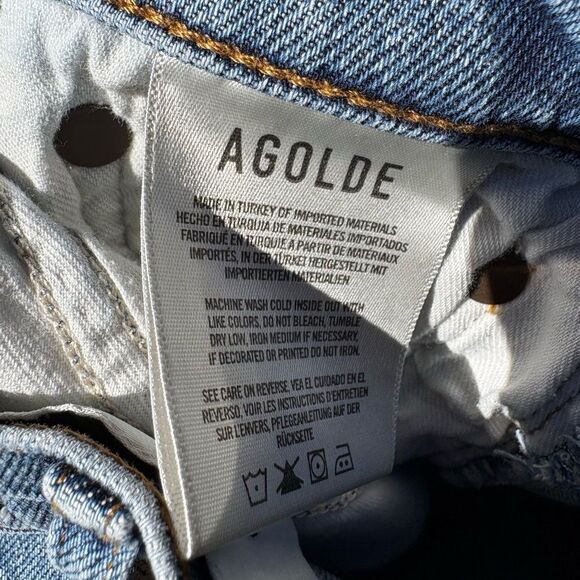 AGOLDE Jeans Toni Mid-Rise Slim Straight Blue Landmark Wash Size 26 A133G-3002 - Picture 7 of 9